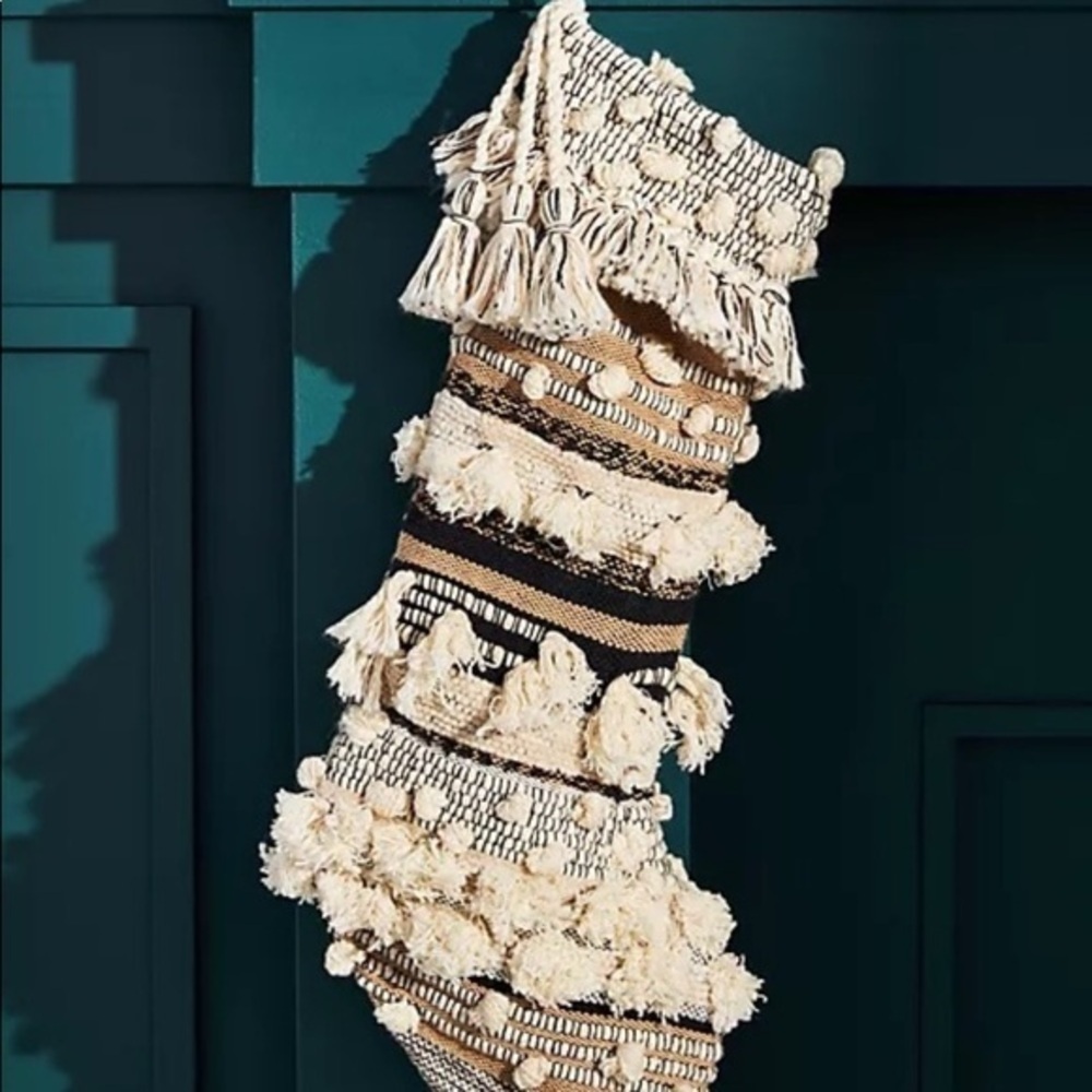 Anthropologie All Roads Textured Christmas  Stocking